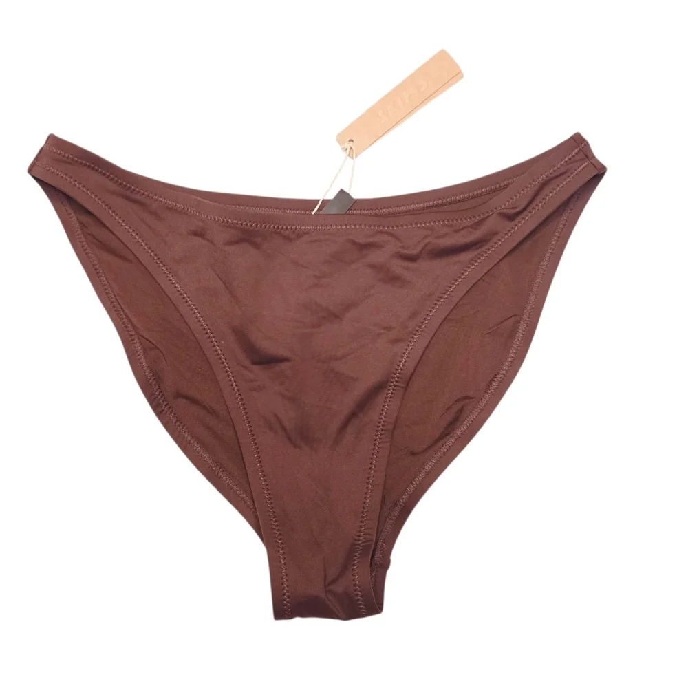 SKIMS SWIM MID Coverage Bottom Bikini Swimwear Cocoa Brown Medium NWT